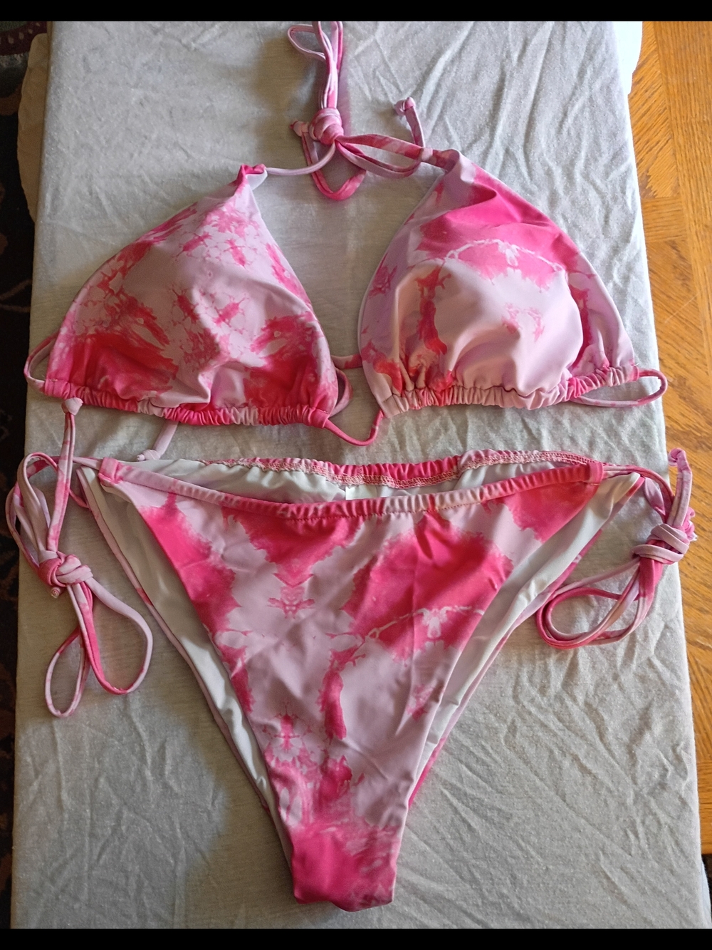 XXL - Pink Tie-Dye String Bikini Set